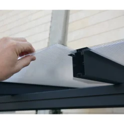Terrassenüberdachung 'Sierra' anthrazit 295 x 314 cm Polycarbonat transparent