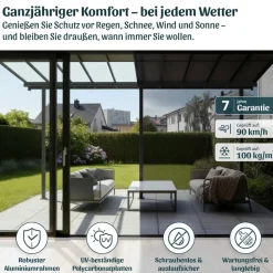 Terrassenüberdachung 'Sierra Cabrio' 295 x 314 cm Alu/Polycarbonat grau