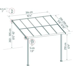 Terrassenüberdachung 'Sierra Cabrio' 295 x 314 cm Alu/Polycarbonat grau