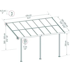 Terrassenüberdachung 'Sierra Cabrio' 295 x 434 cm Alu/Polycarbonat grau