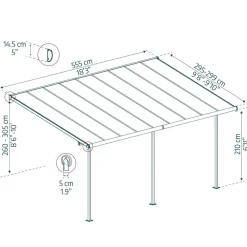 Terrassenüberdachung 'Sierra' anthrazit 295 x 555 cm Polycarbonat transparent