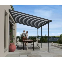 Terrassenüberdachung 'Sierra' anthrazit 295 x 555 cm Polycarbonat transparent