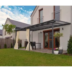 Terrassenüberdachung 'Sierra' anthrazit 295 x 555 cm Polycarbonat transparent