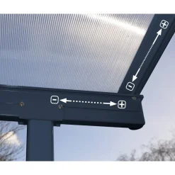 Terrassenüberdachung 'Sierra' anthrazit 295 x 619 cm Polycarbonat transparent