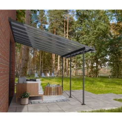 Terrassenüberdachung 'Sierra' anthrazit 295 x 434 cm Polycarbonat transparent