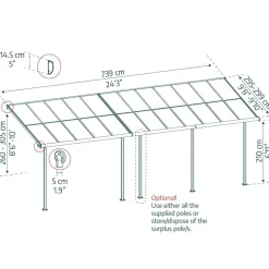 Terrassenüberdachung 'Sierra Cabrio' 295 x 739 cm Alu/Polycarbonat grau