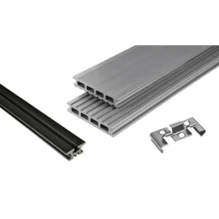 Terrassendielenpaket 'Kovalex' WPC grau 4000 x 6000 x 26 mm