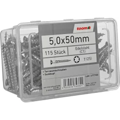 Terrassenschrauben T25 Edelstahl 5,0 x 50 mm 115 Stück