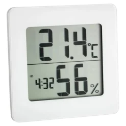 Thermo-Hygrometer Kunststoff weiß 9,4 x 3,7 x 9,4 cm