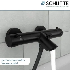Thermostat-Wannenarmatur 'London' schwarz matt