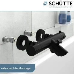 Thermostat-Wannenarmatur 'London' schwarz matt