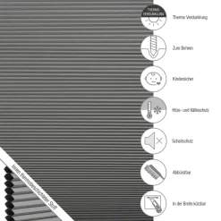 Thermo-Wabenplissee 'Sina' grau 40 x 130 cm