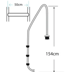 Tiefbeckenleiter 3 Stufen Edelstahl 175 x 73 cm