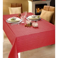 Tischdecke 'Weihnachten' rot-silber 130 x 160 cm