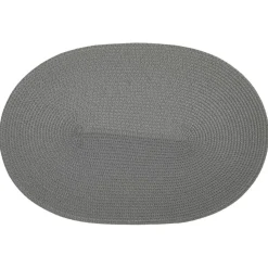 Tischset PVC-frei stahlgrau strukturiert oval 29 x 44 cm