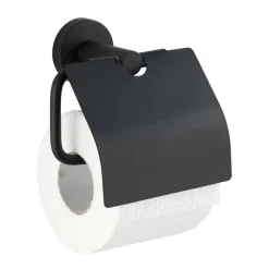 Toilettenpapierhalter 'Bosio Black' matt, mit Deckel