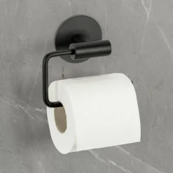 Toilettenpapierhalter 'Meleto' Edelstahl schwarz matt 13,5 x 5,5 x 11 cm, Klebemontage