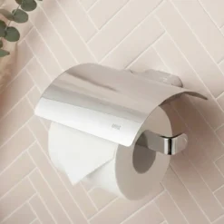Toilettenpapierhalter mit Deckel 'Aura' wandhängend verchromt
