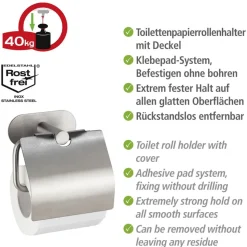 Toilettenpapierhalter 'Orea' Edelstahl matt mit Deckel