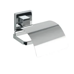 Toilettenpapierhalter 'Vacuum-Loc Quadro' Edelstahl, mit Deckel