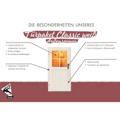 Türpaket Außensauna klassisch hellelfenbeinweiß 83 x 4 x 177 cm