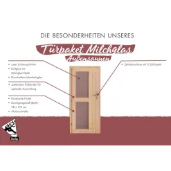 Türpaket Außensauna Milchglasoptik naturbelassen 83 x 4 x 177 cm