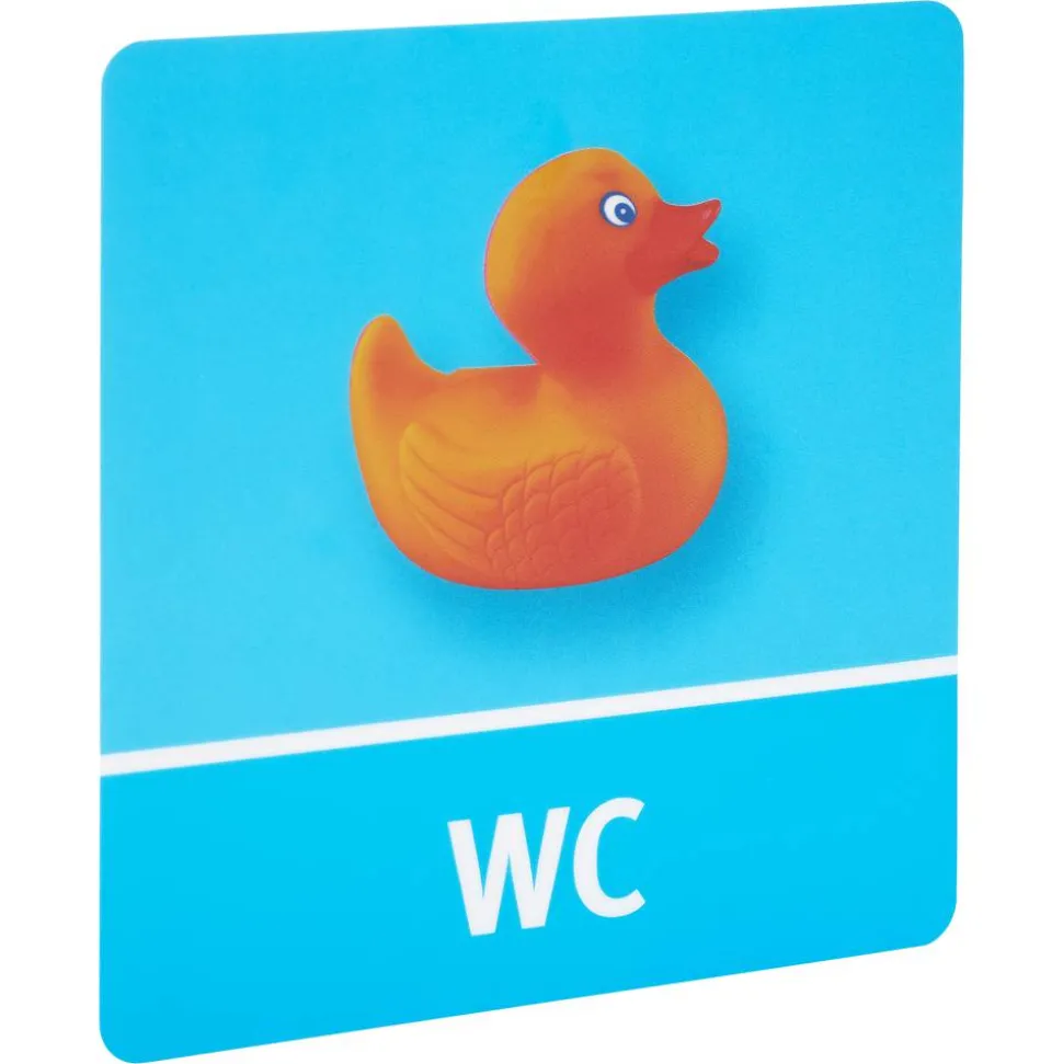 Türschild selbsthaftend "WC-Ente" blau
