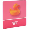 Türschild selbsthaftend "WC-Ente" pink 10 x 10 cm