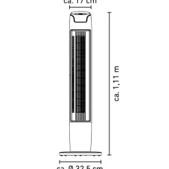 Turmventilator weiß/schwarz Ø 32 x 111 cm
