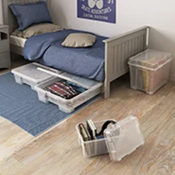 Unterbettkommode 'R Box' Kunststoff transparent 77,5 x 58,1 x 17,1 cm, mit Rollen