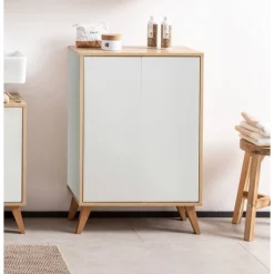 Unterschrank 'Finn' weiß/braun foliert 60 x 75 x 30,5 cm
