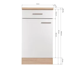 Unterschrank 'Merle' mit Schublade weiß/eichefarben 50 x 84,8 x 60 cm