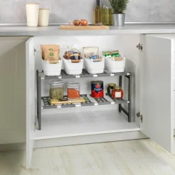 Unterschrankregal 'Flexi' silber matt 44-82 x 39 x 28 cm