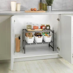 Unterschrankregal 'Flexi' silber matt 44-82 x 39 x 28 cm