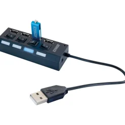 USB 2.0 HUB schwarz 4-fach mit Schaltern