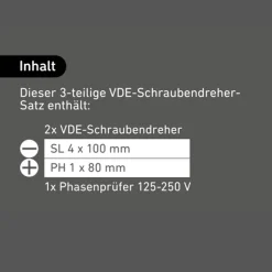 VDE-Schraubendreher-Satz inklusive Phasenprüfer 125-250 V, 3-teilig