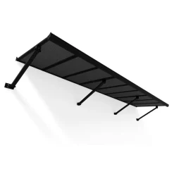 Vordach 'Augustine' schwarz 90,5 x 333 cm Polycarbonat grau