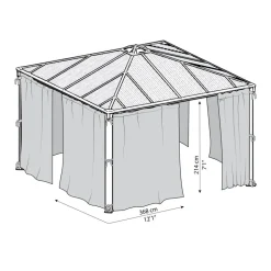 Vorhang-Set dunkelgrau für Pavillon Milano 3 x 4 m