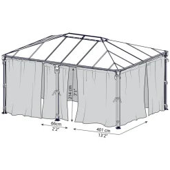 Vorhang-Set dunkelgrau für Pavillon Milano 3 x 4 m/Martinique 3,6 x 5 m