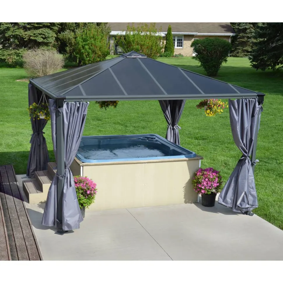 Vorhang-Set dunkelgrau für Pavillon Milano 3 x 4 m/Martinique 3,6 x 5 m