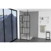 Walk In Dusche 'Bricks' schwarz 90 x 195 cm