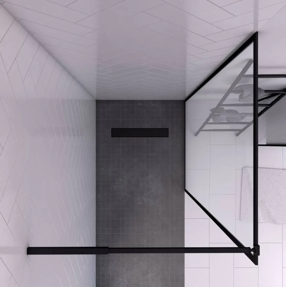 Walk In Duschkabine schwarz 90 x 200 cm