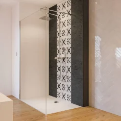Walk-In Duschwand 'Beta' teilgerahmt Klarglas chromefarben 120 x 190 cm, mit CER Glasbeschichtung