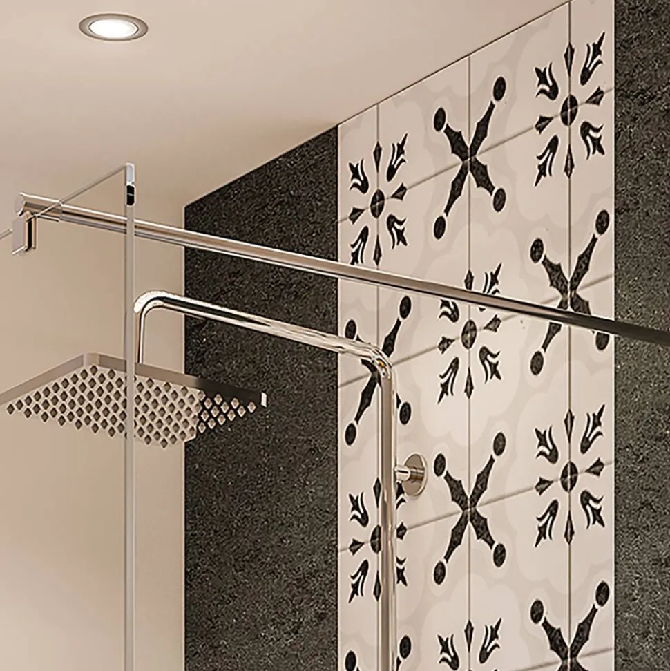 Walk-In Duschwand 'Beta' teilgerahmt, Klarglas chromefarben 120 x 190 cm