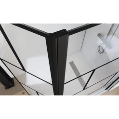 Walk-in-Dusche vollgerahmt schwarz, 90 x 40 x 195 cm