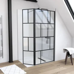 Walk-in-Dusche vollgerahmt schwarz, 90 x 40 x 195 cm