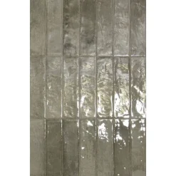 Wandfliese 'Brunei' grau glänzend 6,5 x 25 cm