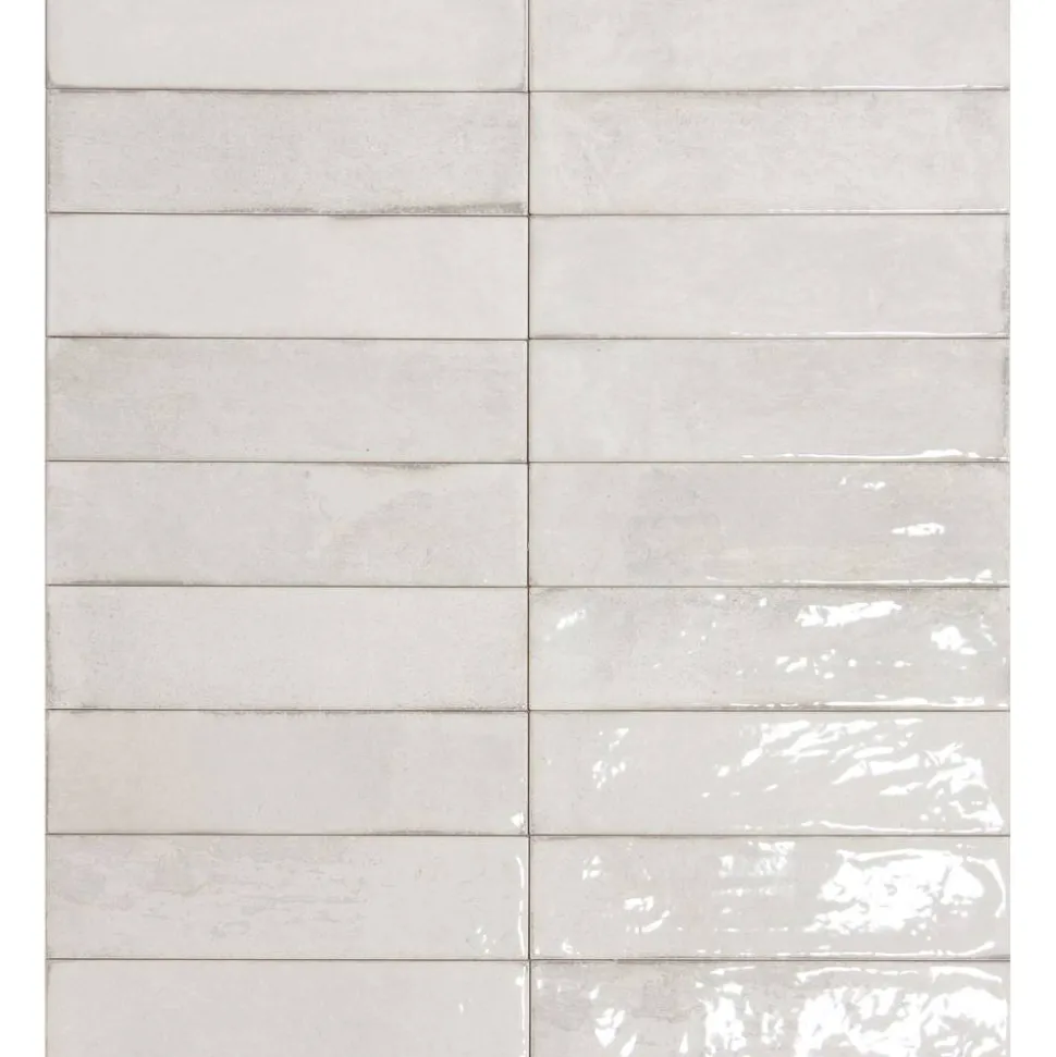Wandfliese 'Brunei' weiß glänzend 6,5 x 25 cm