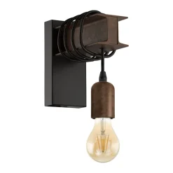 Wandleuchte 'Townshend 4' Stahl schwarz, braun