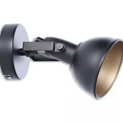 Wandstrahler 1-flammig schwarz/gold Ø 105 mm